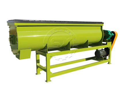 Single shaft mixer for materials mixing in organic fertilizer production line