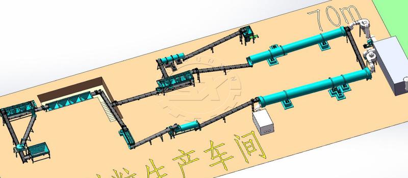 Organic Fertilizer Rotary Drum Granulator Production Line in SX Manure Processing Plant