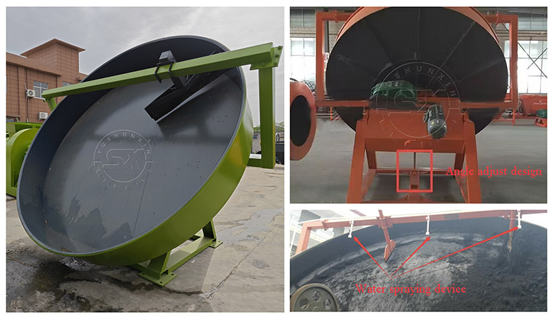 Pan granulator designs for fertilizer pellets adjustment