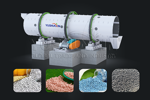 Rotary drum granulator for large scale fertilizer pellet production